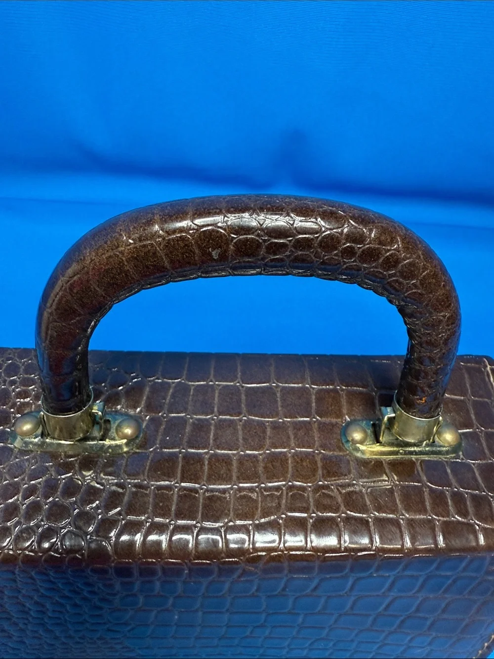 VINTAGE JACLYN USA CROCODILE ALLIGATOR TYPE TOP HANDLE BOX HANDBAG 1960'S 1970'S